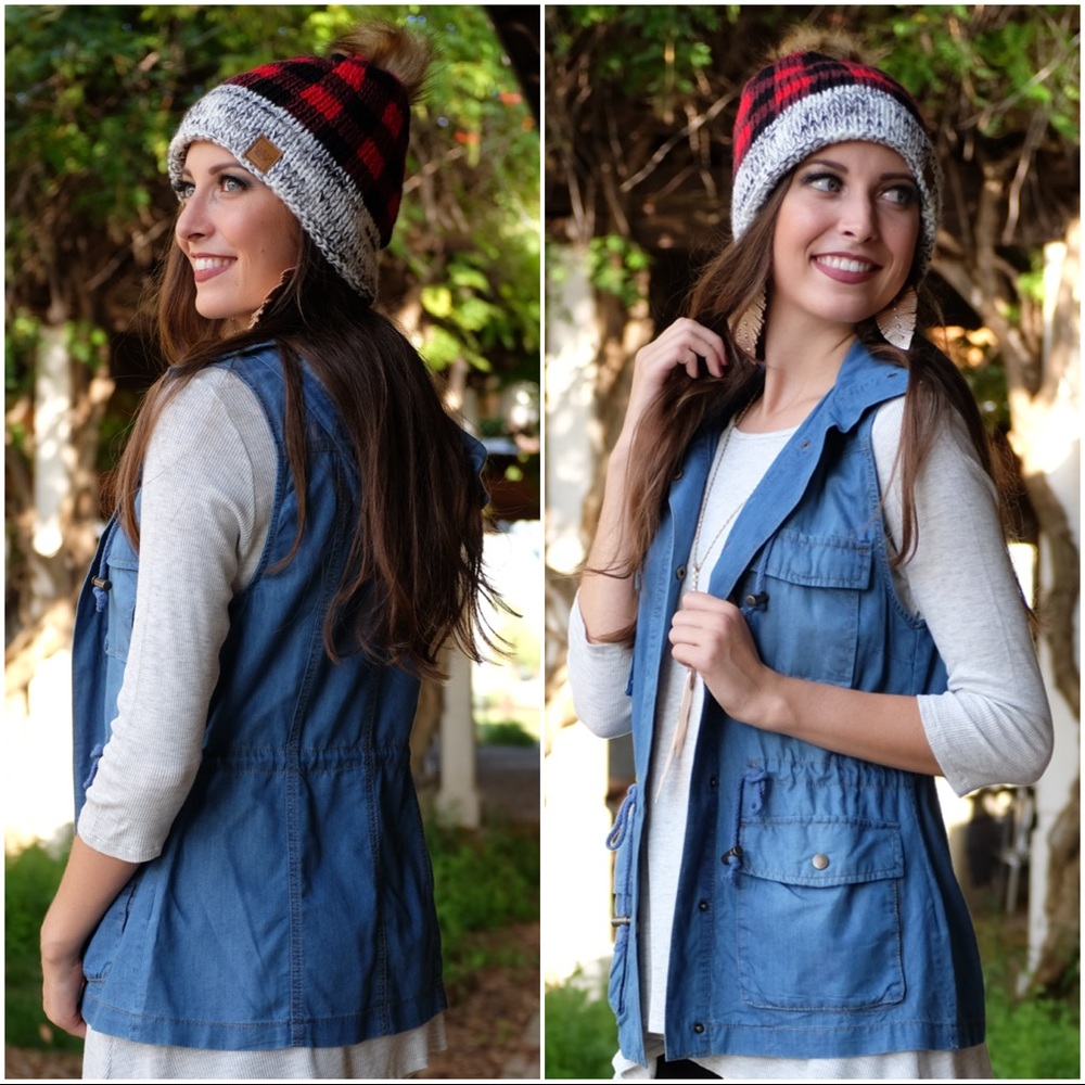 ✨RESTOCKED✨JUST FOR WARMTH BUFFALO PLAID BEANIE - Picture 4 of 4